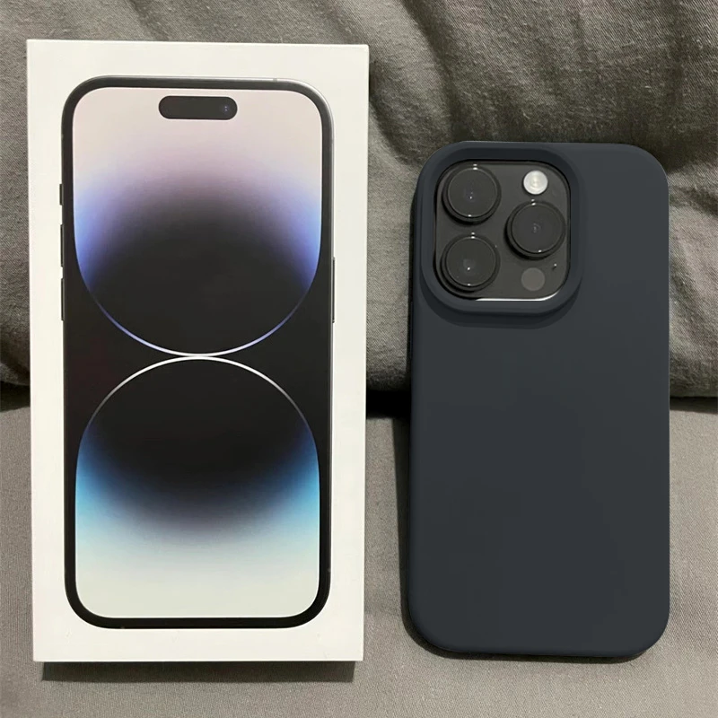 高级黑适用于iPhone14promax手机壳15pro液态硅胶苹果13/12超薄11