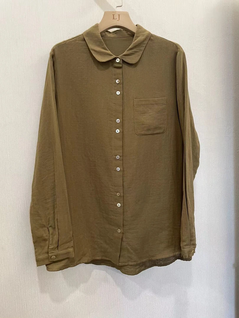 简约文艺风设计纽扣进口棉纱衬衣