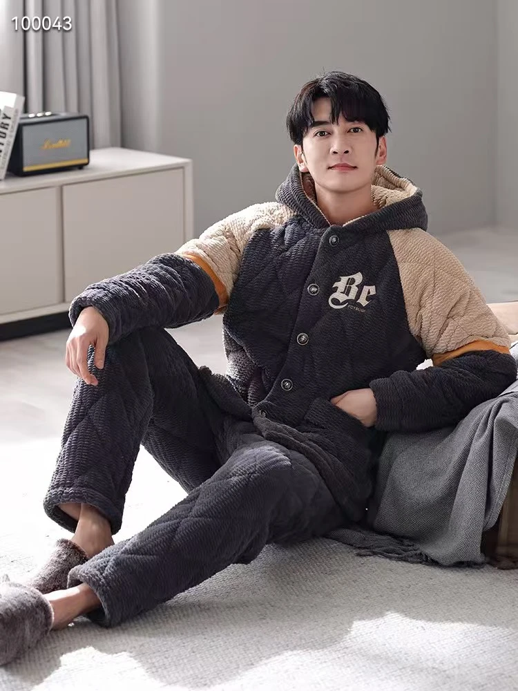 男士秋冬加厚款家居服套装3810