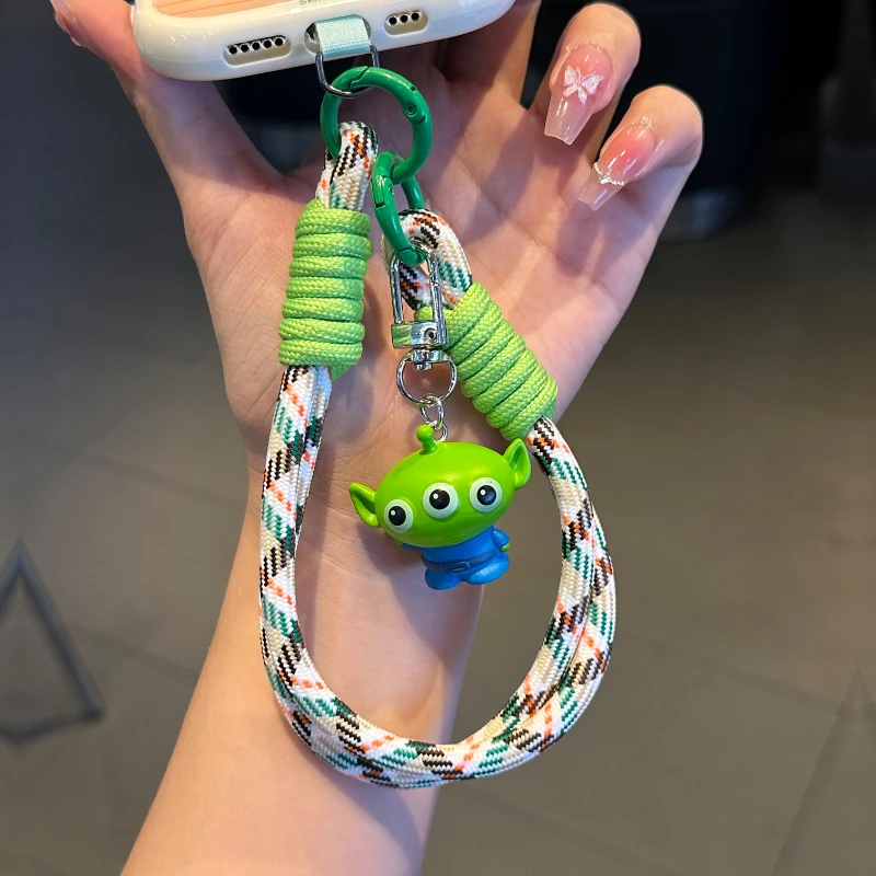 卡通三眼仔手机挂绳短双股手提腕带撞色钥匙扣挂件手机链情侣配饰