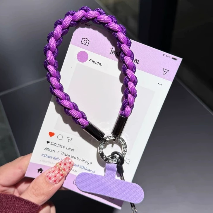 手工四股编织手机挂绳短款可手提腕带结实钥匙扣挂件防丢手机链女