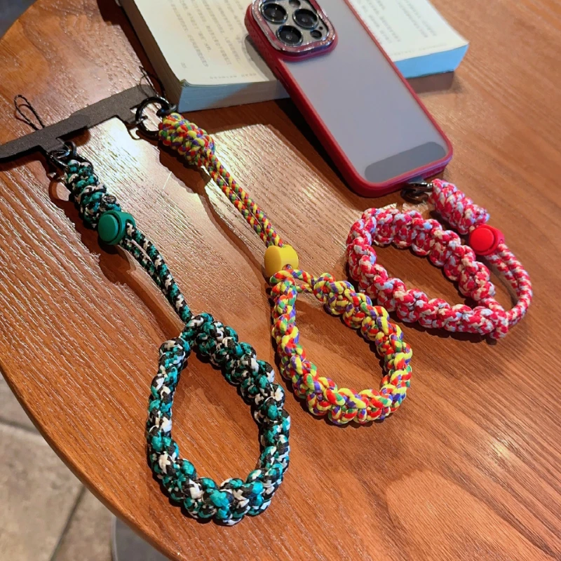 个性炫彩编织手绳手机挂绳短可调节松紧加宽手腕防丢户外旅游吊绳