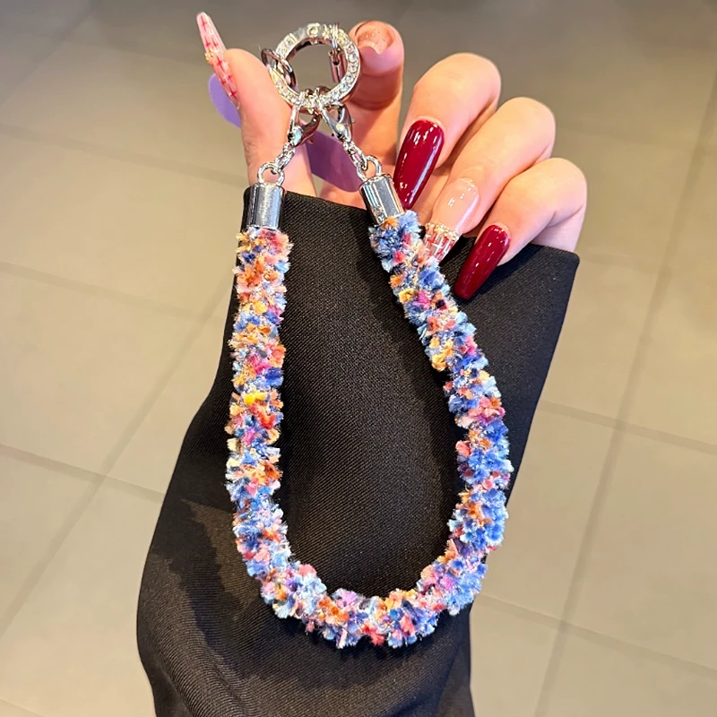 创意毛茸手机挂绳手腕柔软文艺ins结实防丢钥匙扣ccd挂件手机链