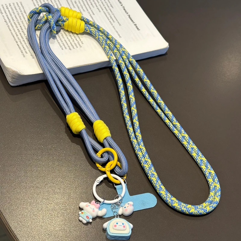 网红玉桂狗手机挂绳斜挎可肩背结实挂脖ins风撞色多功能防丢挂链