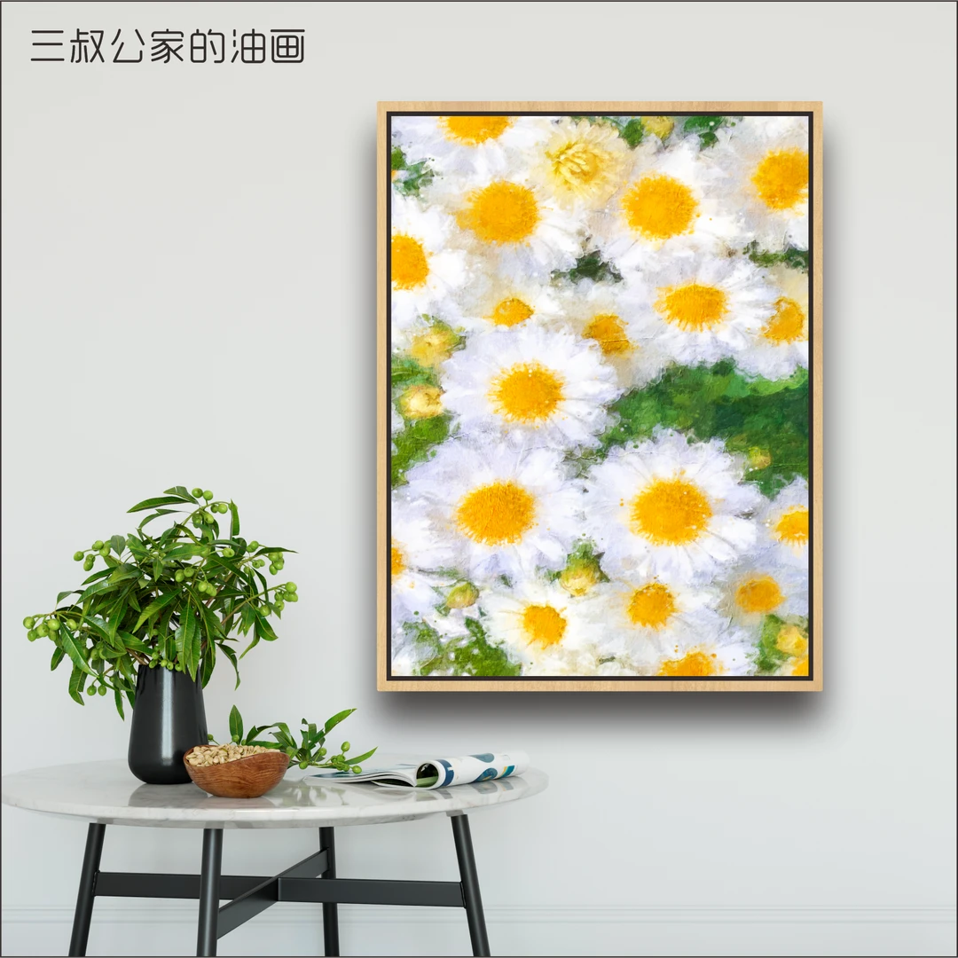 《菊》博物馆级高品质玄关作品大师背景挂画复刻专业环保油画肌理