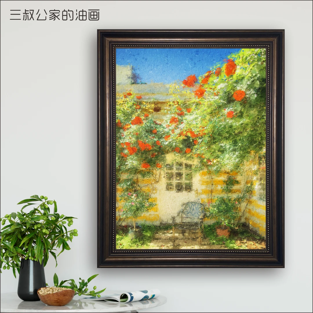 《春色满园》馆藏级手绘复刻油画客厅餐厅走廊装饰画肌理油画