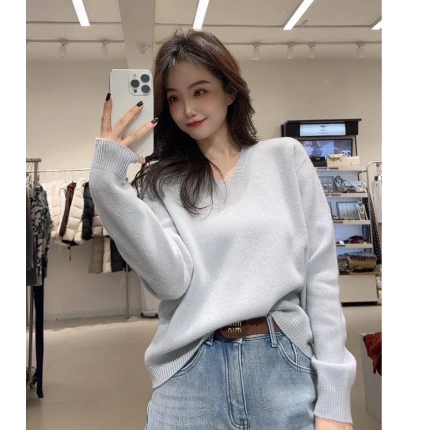 【张大晴】V领百搭净版毛衣