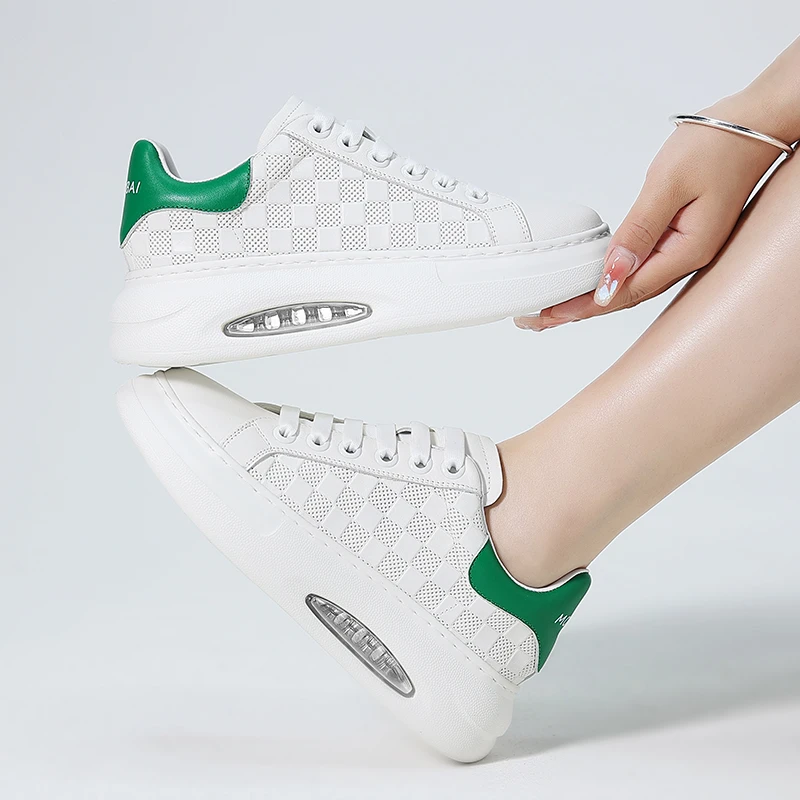 摩蓓女鞋低帮头层牛皮休闲百搭透气板鞋韩版时尚潮鞋厚底小白鞋