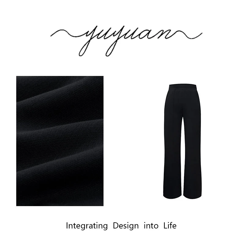 【媛宝】”加厚热熔裤“秋冬时尚休闲百搭垂感微喇休闲裤-FK3638