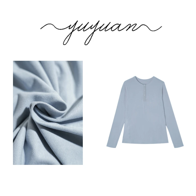 【媛宝】“A高三粒扣”女士秋冬时尚百搭休闲修身显瘦打底衫-MS3175
