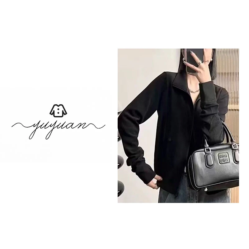 【媛宝】“轻奢老钱风”女士砂洗双面德绒双拉链气质翻领外套-MS3067