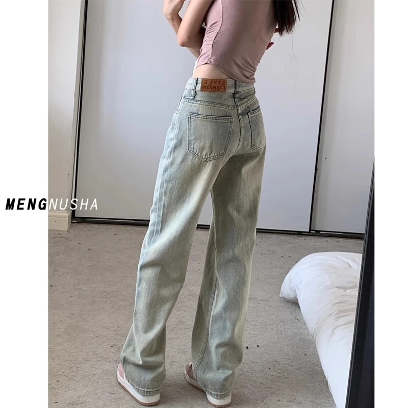 小个子浅色牛仔裤女2025年新款爆款春装高腰显瘦窄版阔腿直筒裤子