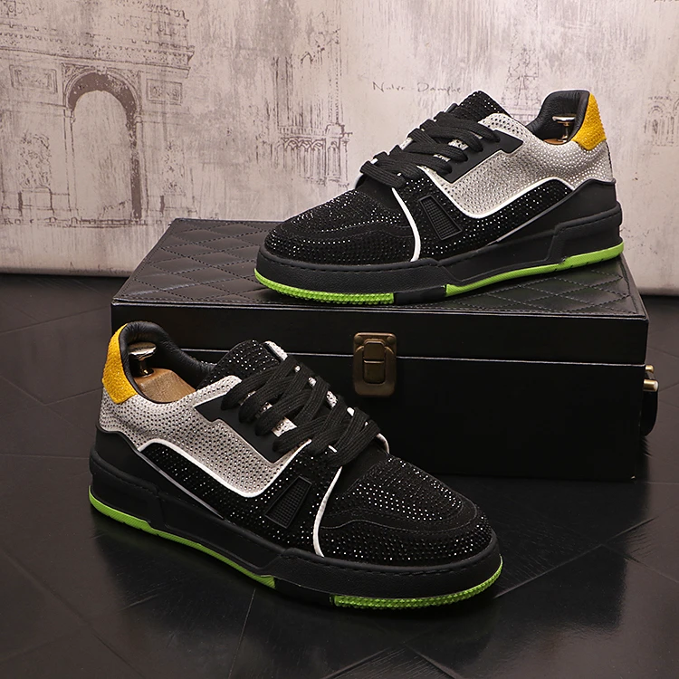 纪诗哲板鞋男款潮流水钻男士休闲鞋百搭干净感痞帅男鞋子明星同款