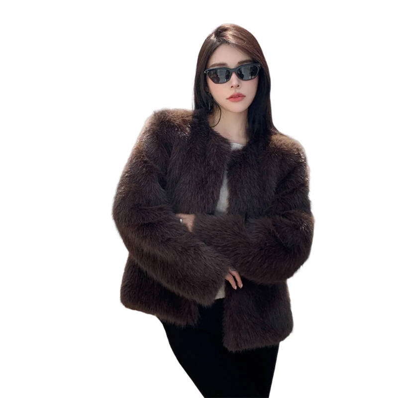 摩莱皮草高级感主推系列一年一会毛毛外套环保仿狐狸毛皮草外套女