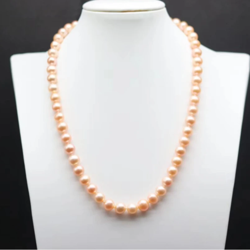 222中国红金桔珍珠项链