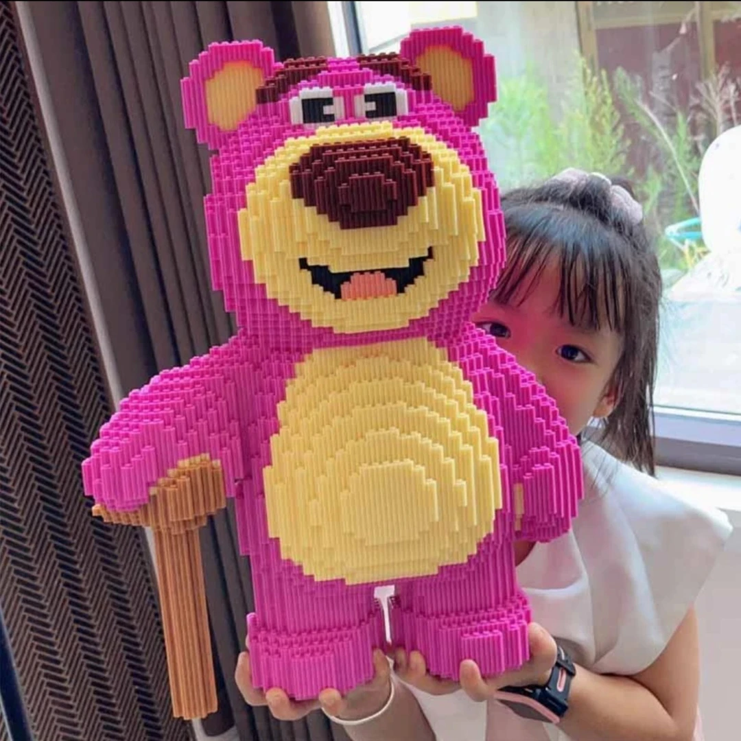 草莓熊积木大颗粒拼装益智玩具超萌可爱女生系列生日礼物摆件5268