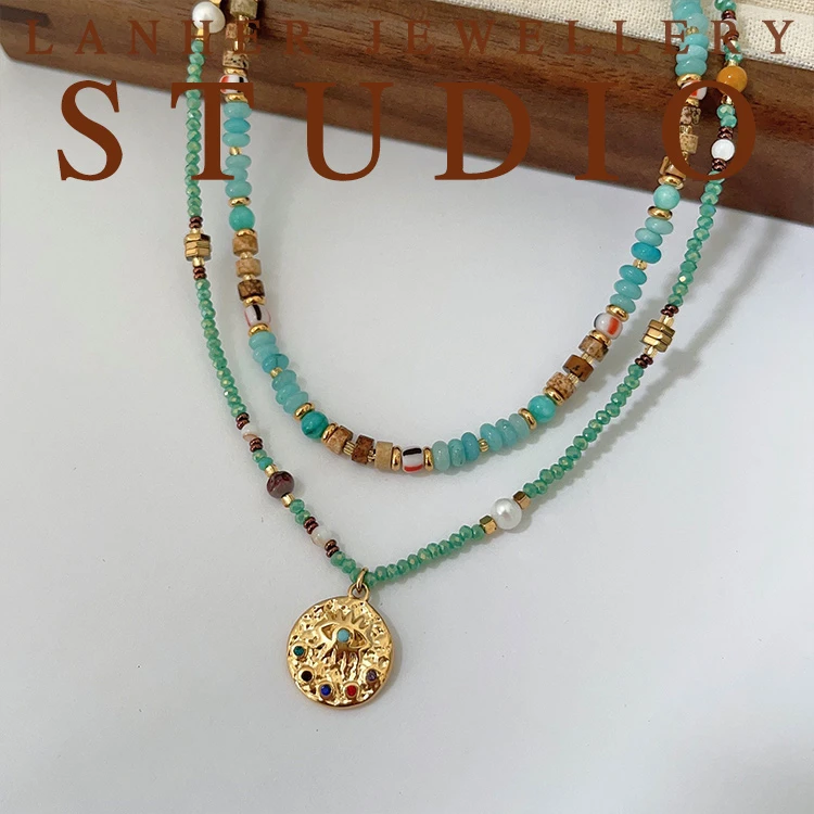 钛钢项链 【晚雾】复古风天然手工串珠波西米亚项链小众锁骨链X208