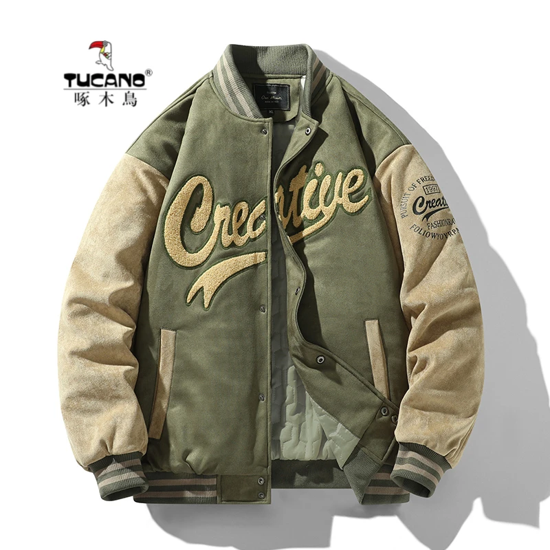 啄木鸟男装【加棉】2023新款棒球服棉衣男女款冬季加厚休闲夹克外