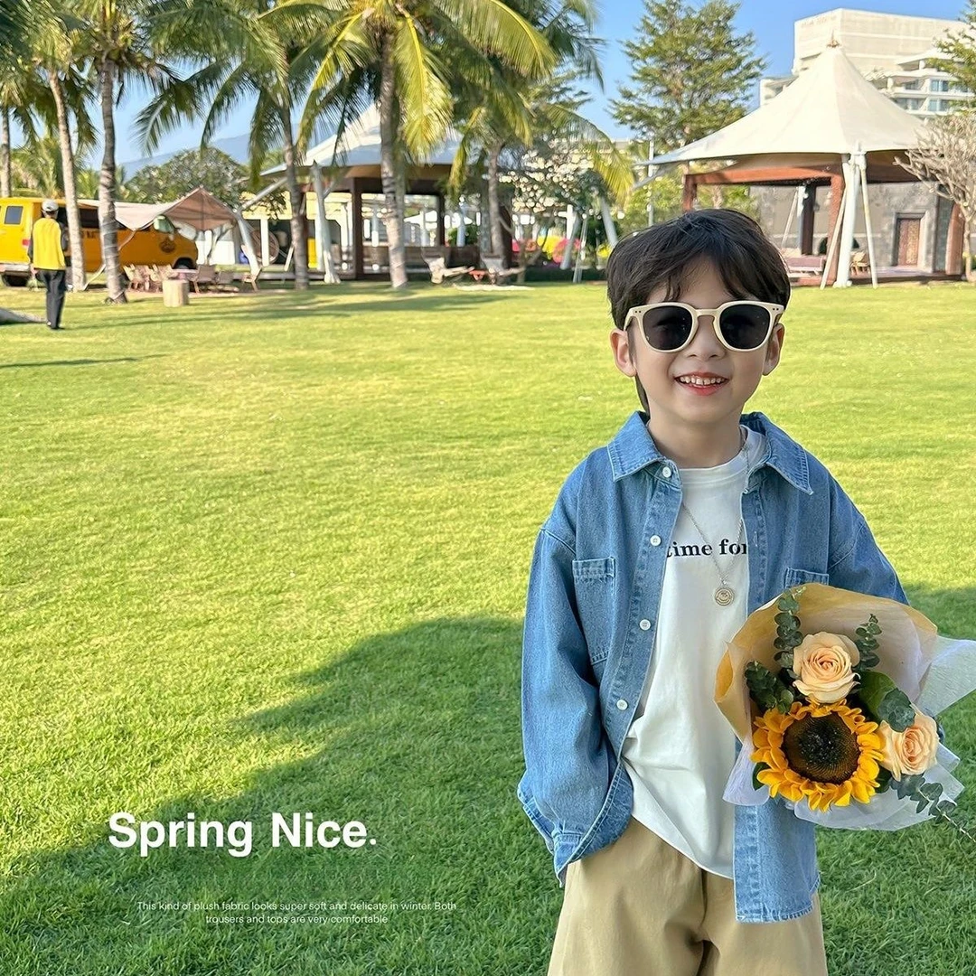 男童牛仔衬衫春秋时尚休闲宝宝帅气百搭长袖上衣儿童童装衬衣外套