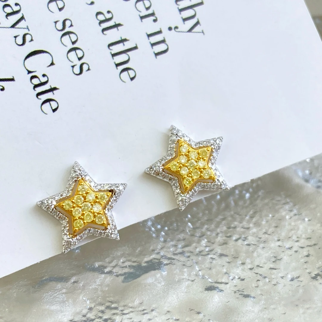 【六言臻选x】18k金 黄钻五角星耳钉