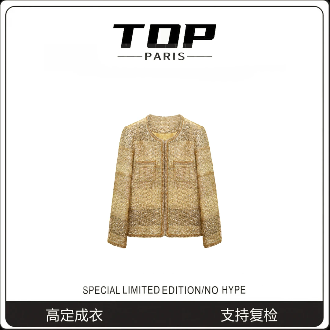 TOP『黄金战甲』秋冬金丝重工时尚轻奢气质网红小香风外套-1089