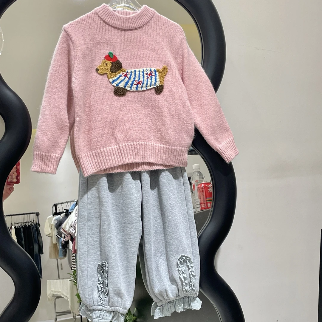 【腊肠狗】棉小九韩版毛巾腊肠狗刺绣毛衣（中童）721158