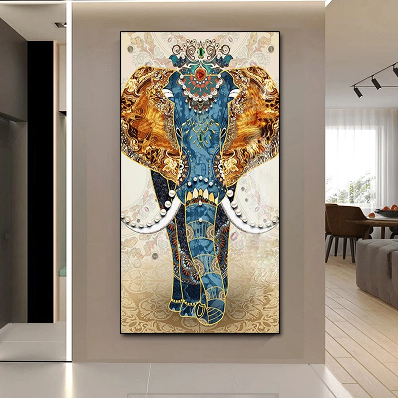 现代轻奢玄关装饰画高级感大象挂画过道走廊吉象壁画客厅落地挂画