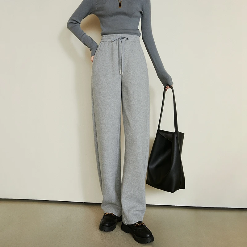 晚白【新品】春棉质裤子全松紧抽绳香蕉裤女24090559