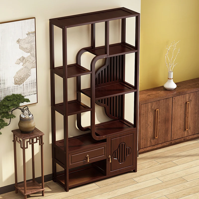 博古架新中式非实木茶叶展示柜茶室置物货架子多宝阁茶具客厅摆件