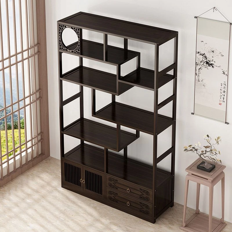 博古架新中式多宝阁茶叶架展示柜摆件柜茶室茶具茶柜收纳置物架子
