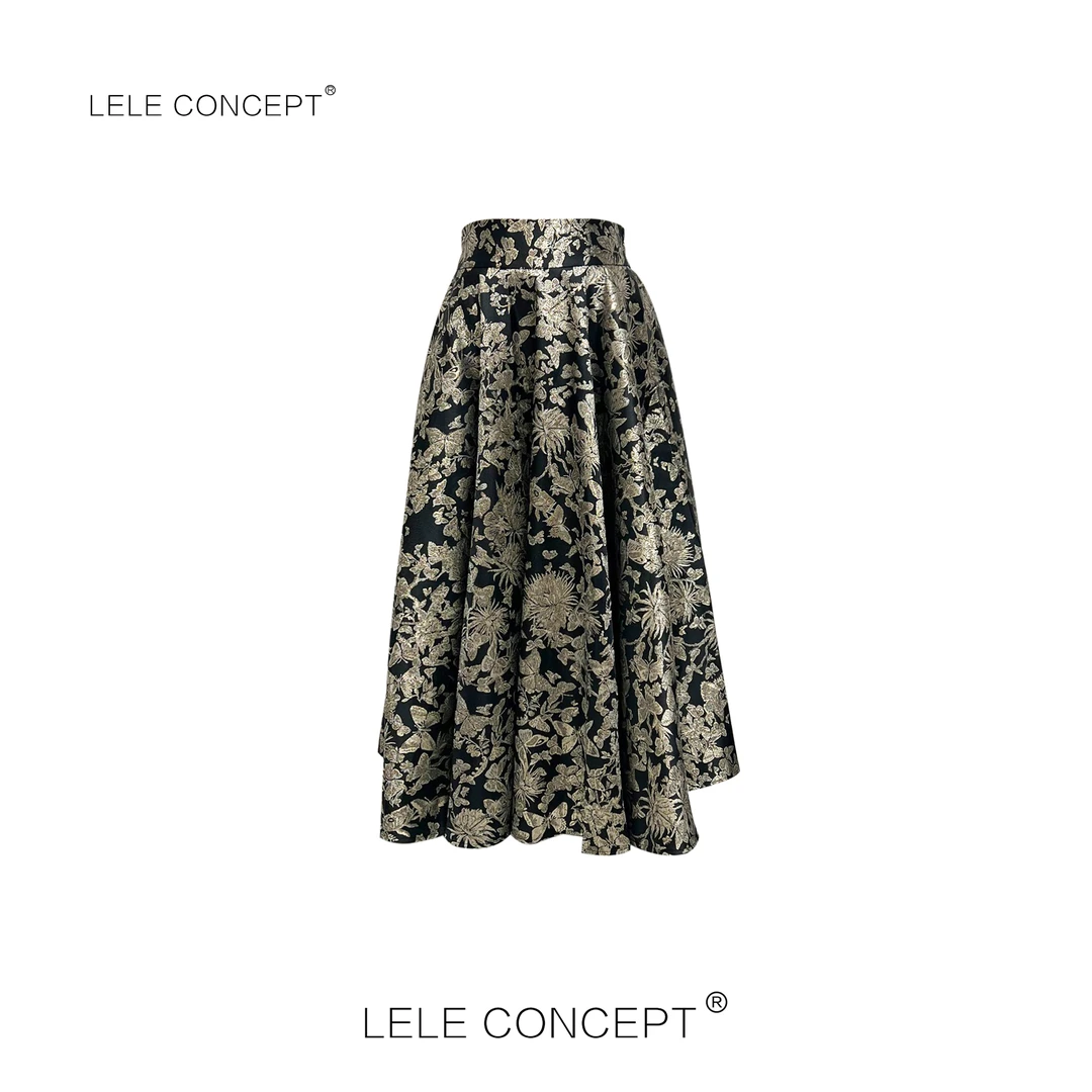LELE CONCEPT｜【荼蘼金花】秋中式老钱风金花半身裙气质轻奢Q0391