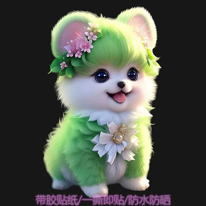 可爱萌宠治愈狗狗自粘墙贴画房间马桶盖贴纸印花简约动物装饰壁画