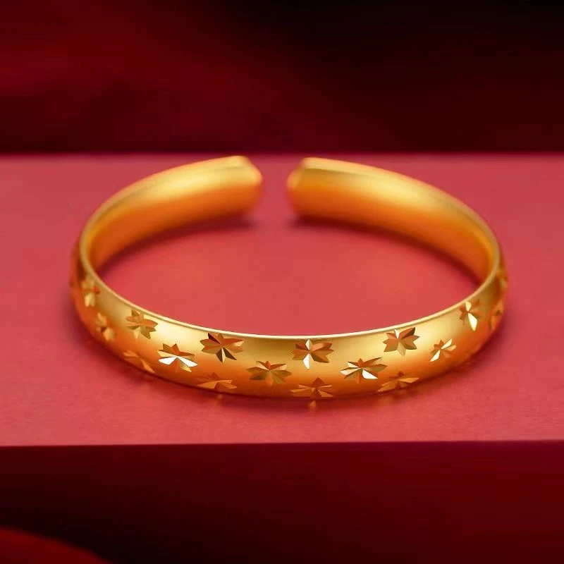 铜合金手镯 古法满天星开口手镯