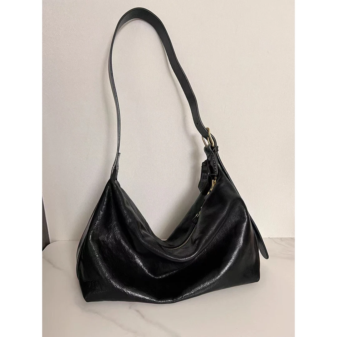 植鞣头层牛皮厚皮真皮大容量休闲慵懒斜挎单肩小众大托特包35尺寸