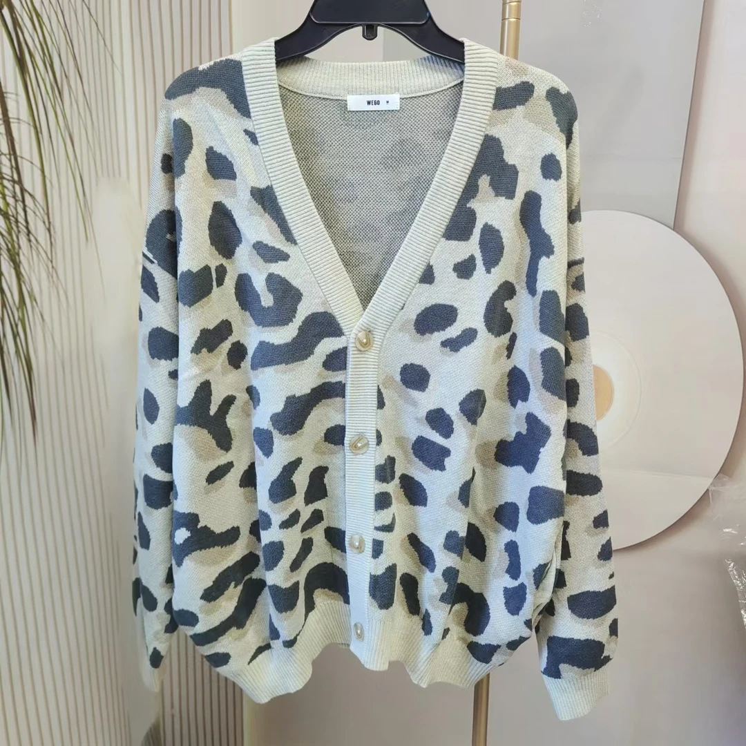 A505     男女同款开衫休闲百搭宽松秋冬豹纹