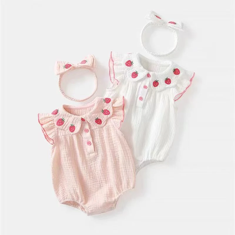 婴儿女宝宝连体衣夏季薄款纯棉夏装新生儿满月服宝宝百天公主服夏