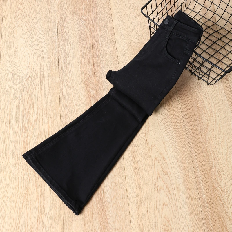 黑色微喇裤2025春季新款高腰显瘦弹力牛仔裤复古百搭马蹄裤子女