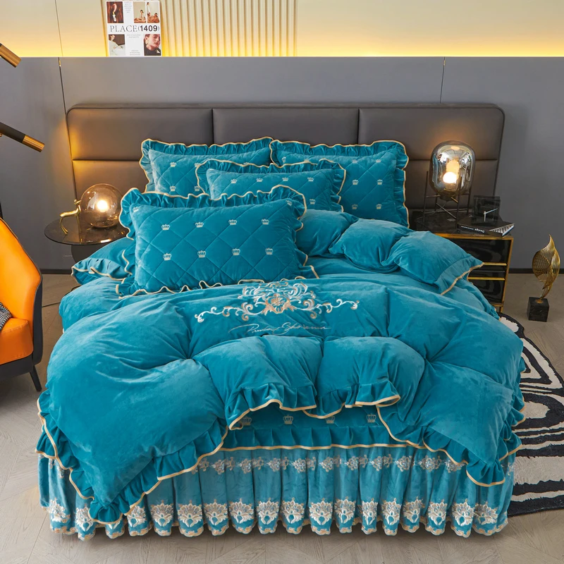 【宝宝绒床裙款】韩版公主风加绒加厚双面绒奶绒被套被罩床罩毛绒