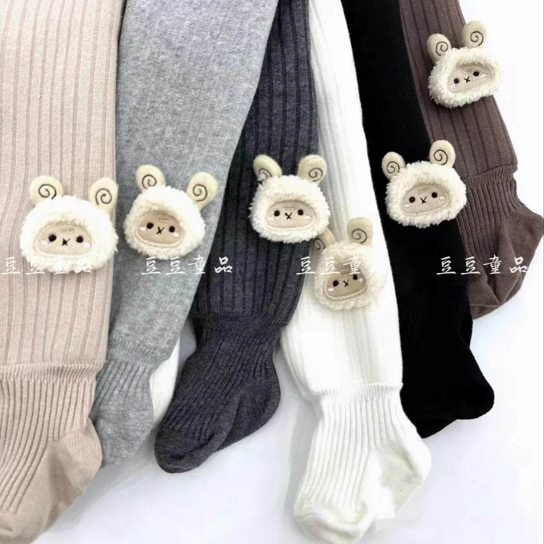 2024女童连裤袜秋冬季宝宝外穿韩版可爱小羊加绒连体袜25038