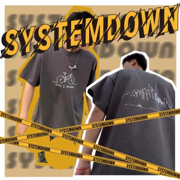 大尧叔叔SSTD春夏自行车街头显瘦印花t恤