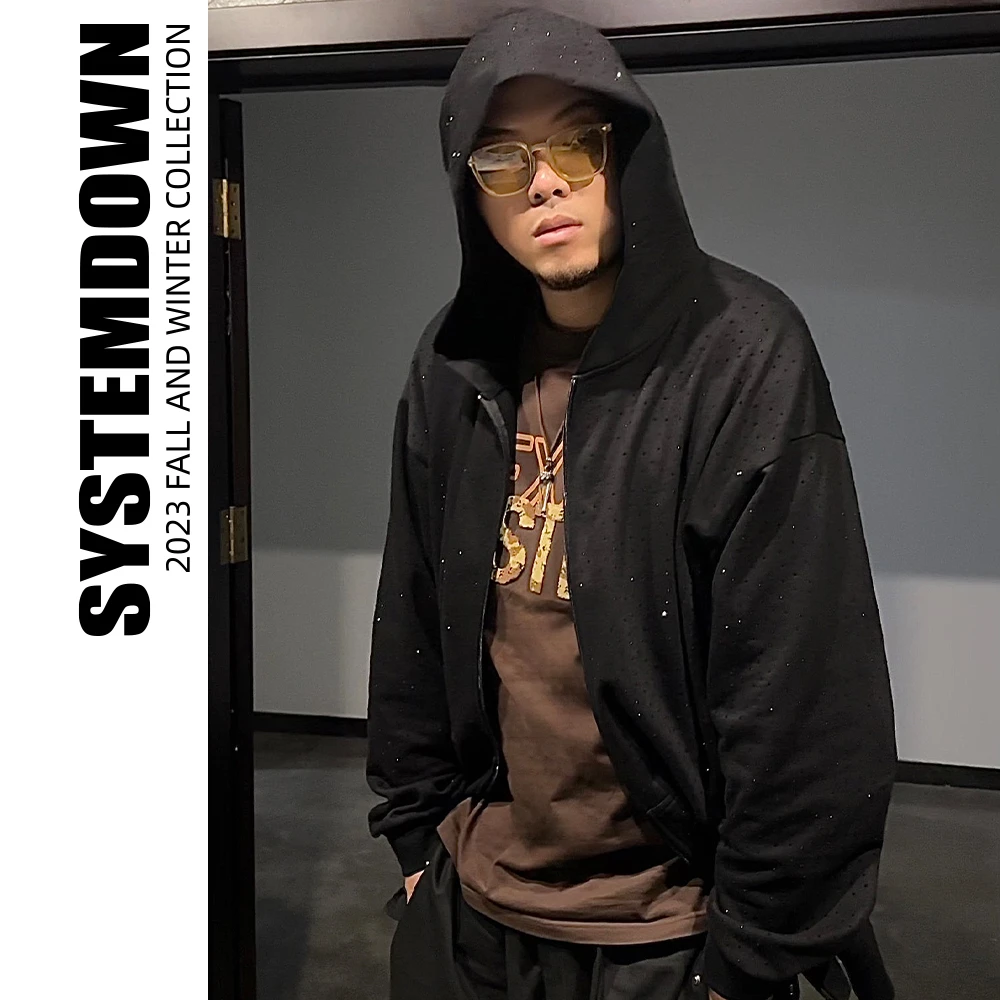 大尧叔叔SSTD满天星直拉外套春秋满钻带帽