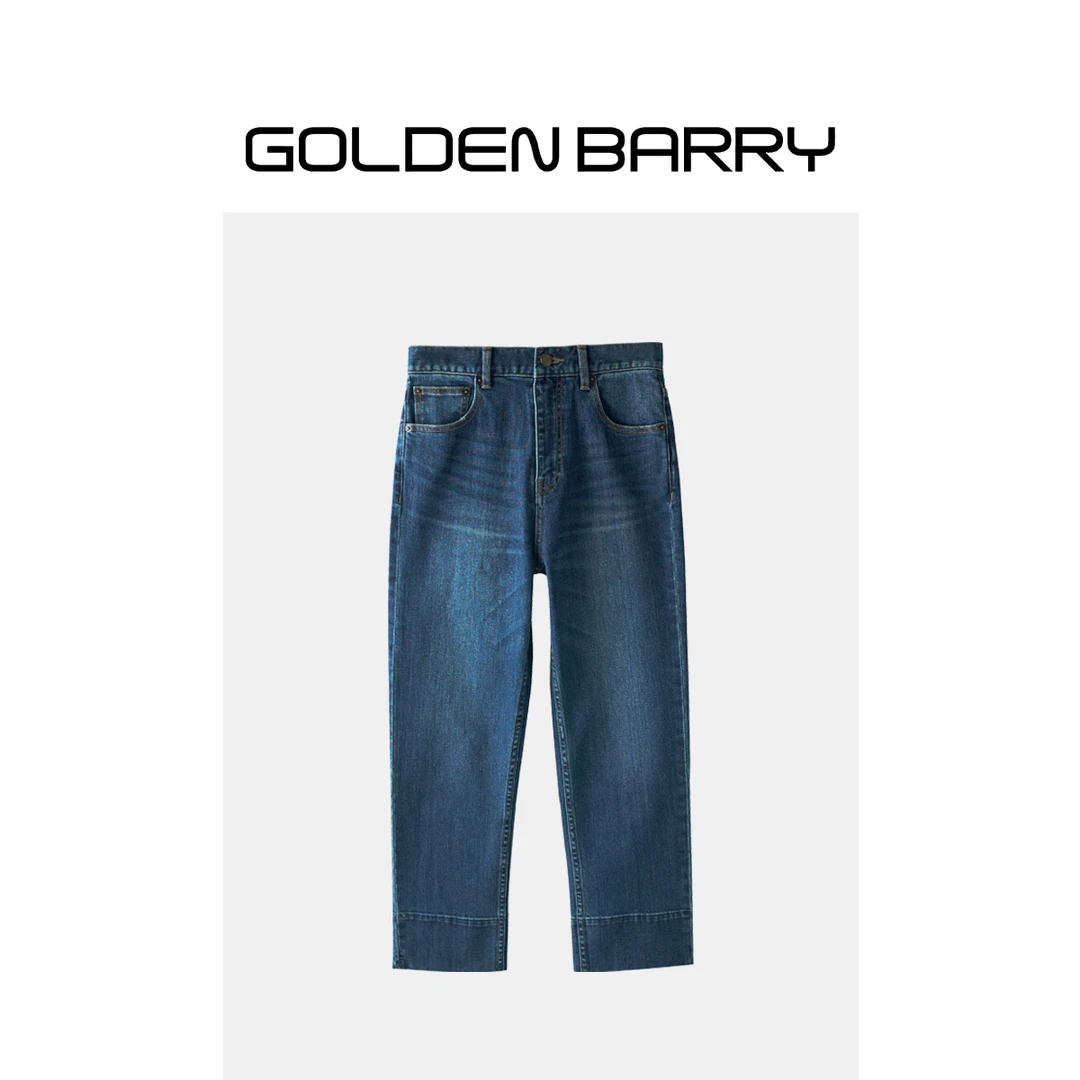 GOLDENBARRY|503114春夏款折边直筒牛仔裤显瘦休闲显瘦百搭时尚