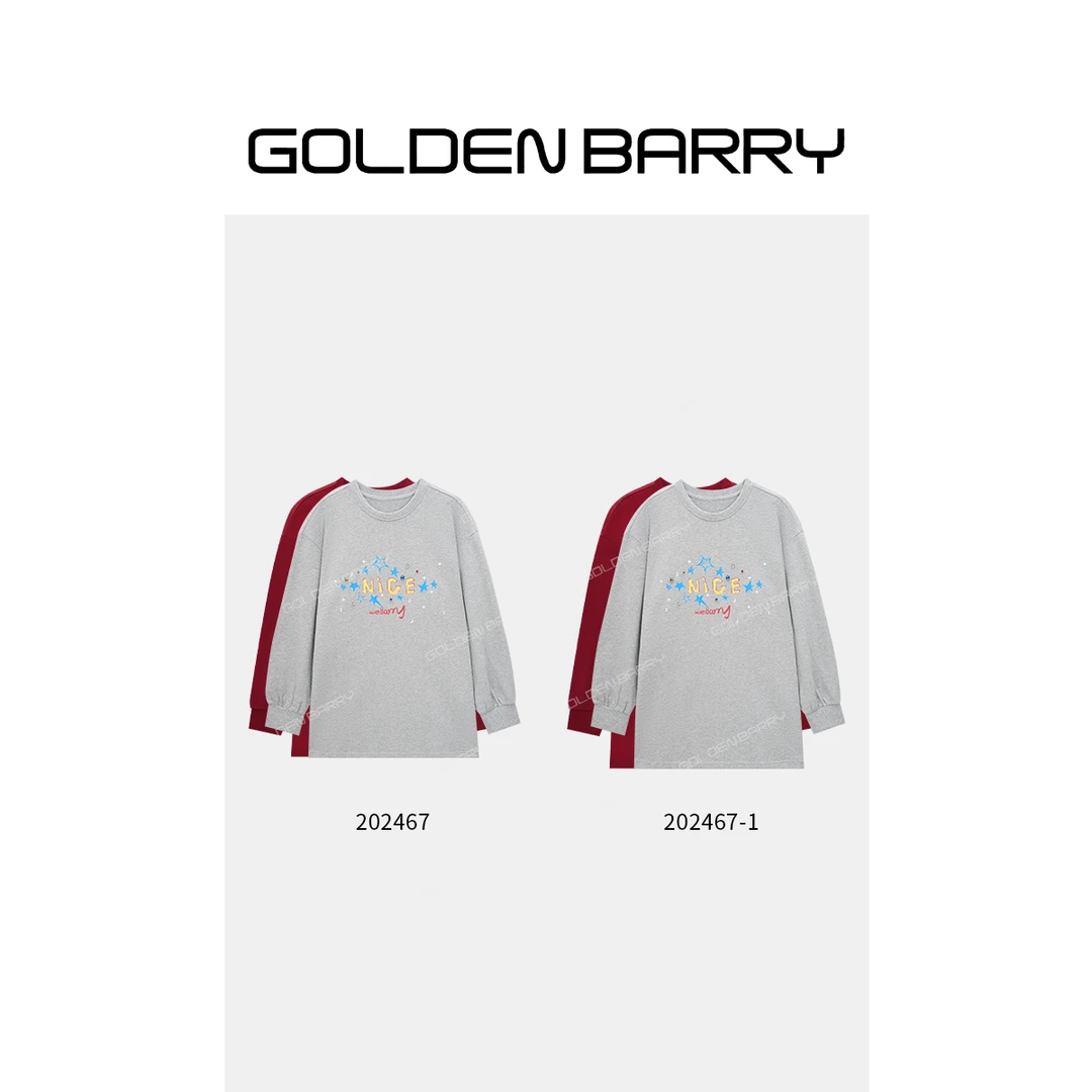 GOLDENBARRY|202467/202467-1松弛感带钻印花T恤