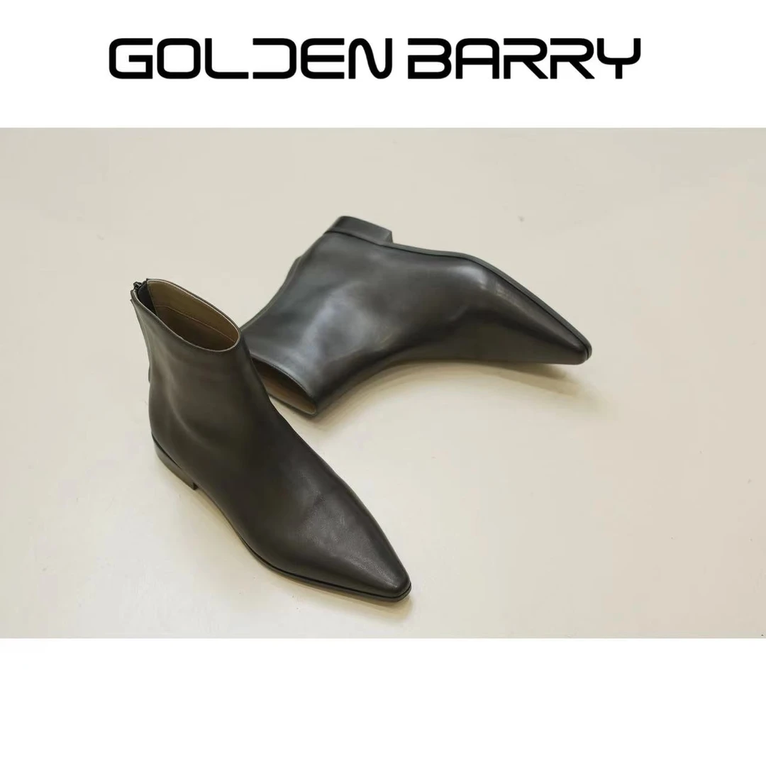 GOLDENBARRY|645009时尚百搭潮流尖头短靴女士高级气质百搭舒适