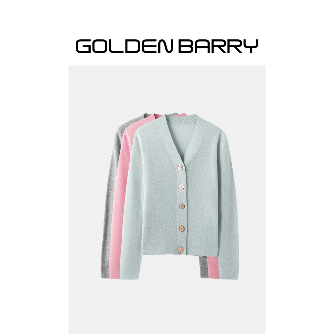 GOLDENBARRY|243090深V领针织羊绒开衫