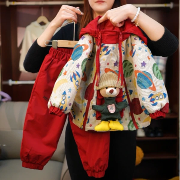 【甜柚】女童2024韩版卡通星球棉衣夹棉加厚外套秋冬季中大童毛棉服