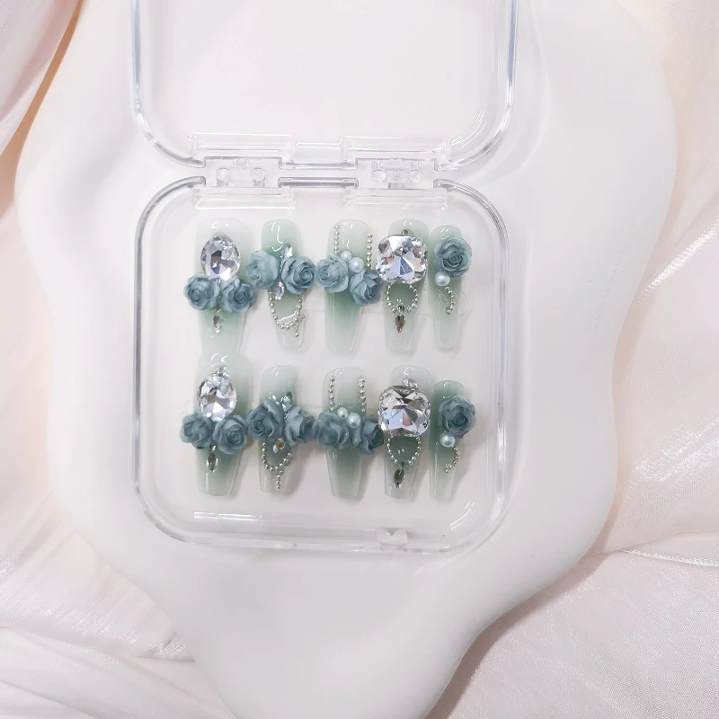 【Molly】手工穿戴甲加长梯猫眼月季满园穿戴甲贴片显白高贵