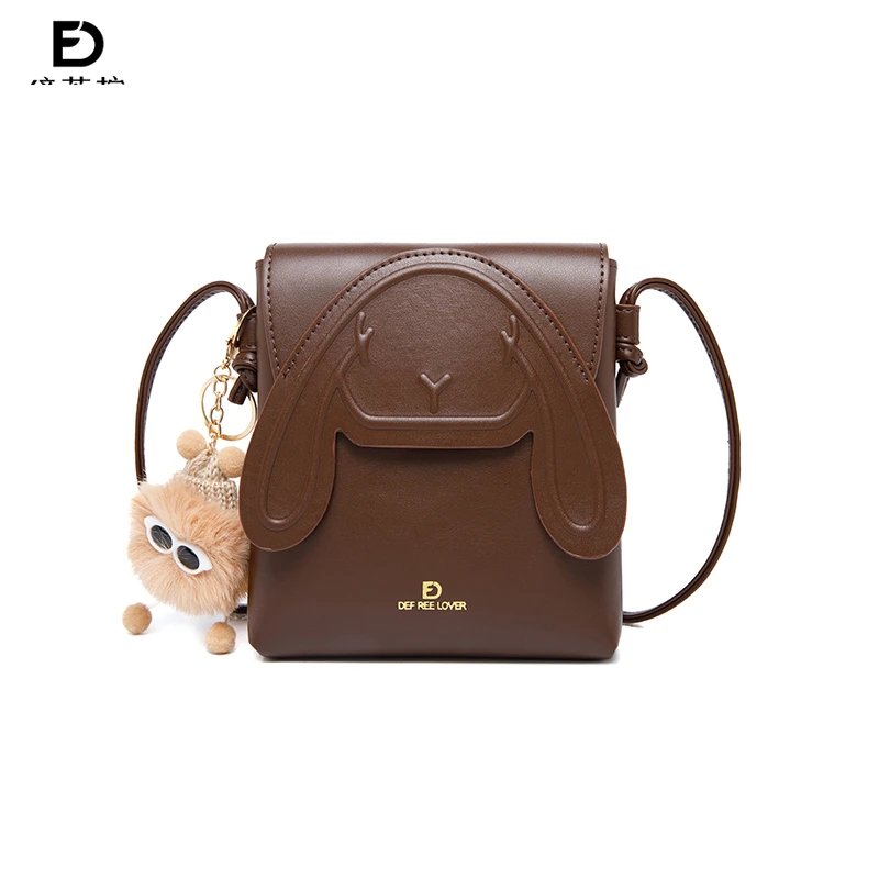 【DEFREELOVER缔芙柠】新款咖色兔子手机包 DFN0020-咖啡皮