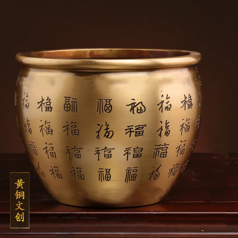 【感恩回馈】全黄铜缸摆件百福缸家居装饰品