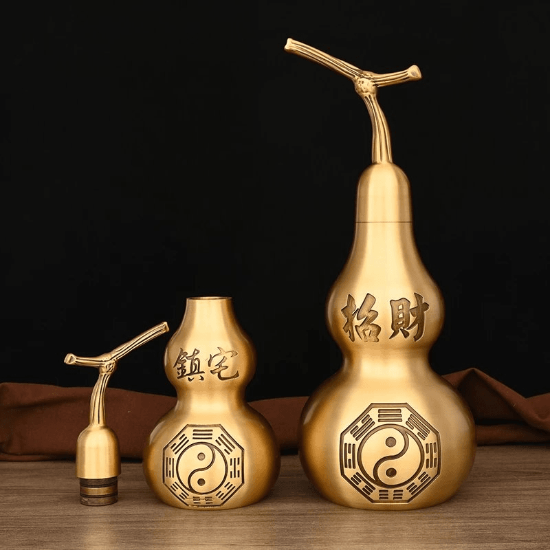 黄铜葫芦摆件福禄吉祥家居客厅办公室摆设有叶葫芦乔迁礼品